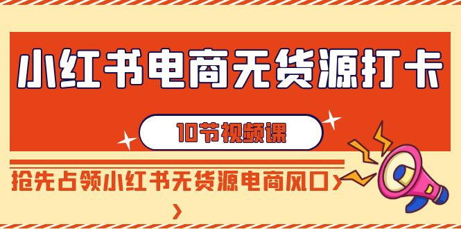 （9015期）小红书电商-无货源打卡，抢先占领小红书无货源电商风口（10节课）