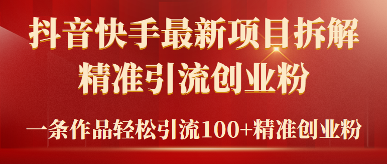 （9447期）2024年抖音快手最新项目拆解视频引流创业粉，一天轻松引流精准创业粉100+插图