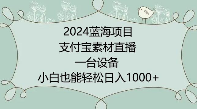 2024年蓝海项目，支付宝素材直播，无需出境，小白也能日入1000+ ，实操教程插图