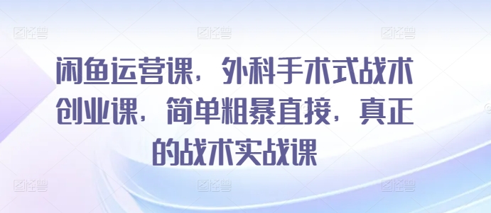 闲鱼运营课，外科手术式战术创业课，简单粗暴直接，真正的战术实战课插图