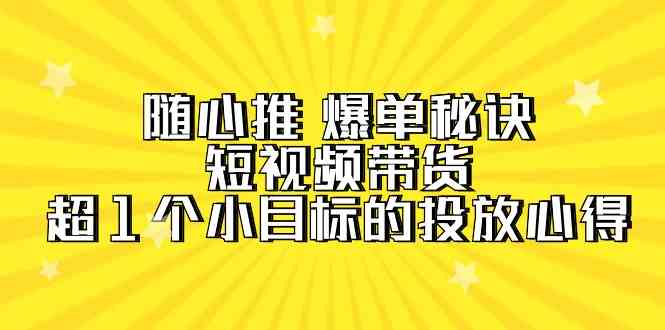 随心推爆单秘诀，短视频带货-超1个小目标的投放心得（7节视频课）插图