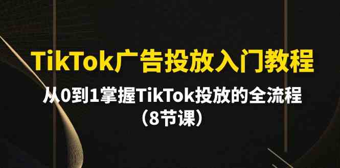 TikTok广告投放入门教程，从0到1掌握TikTok投放的全流程（8节课）插图
