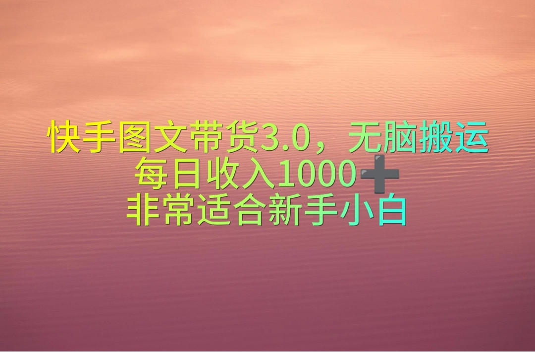 （10252期）快手图文带货3.0，无脑搬运，每日收入1000＋，非常适合新手小白插图