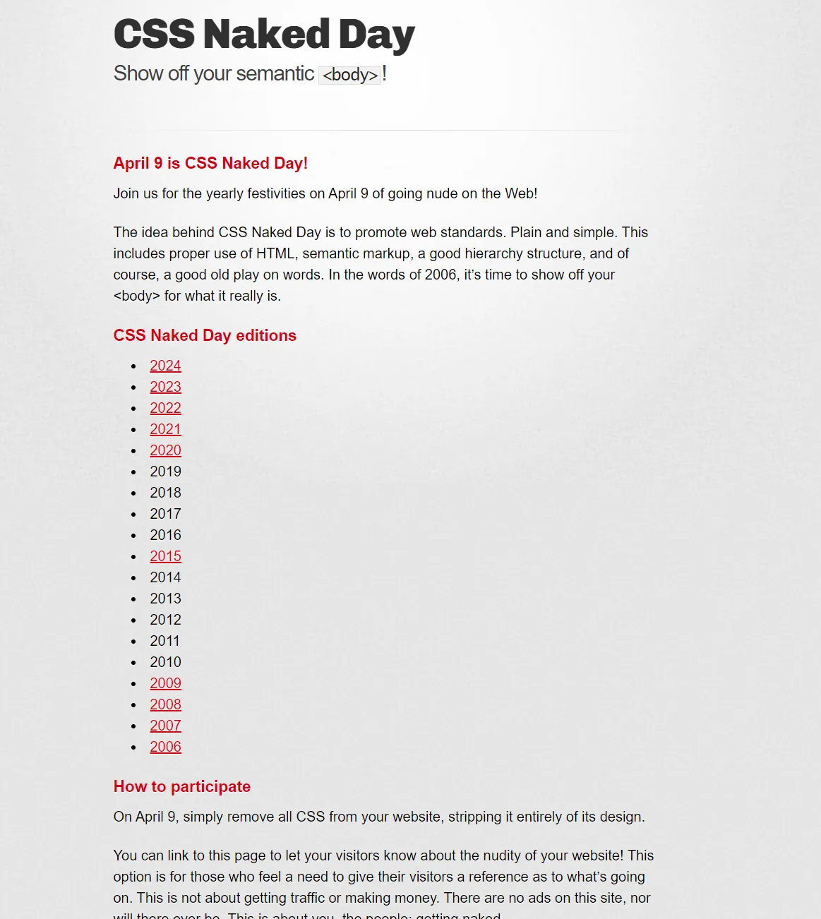 CSS Naked Day