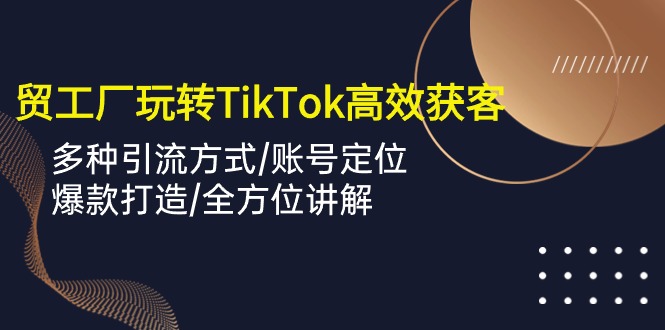 （10302期）外贸工厂玩转TikTok高效获客，多种引流方式/账号定位/爆款打造/全方位讲解插图