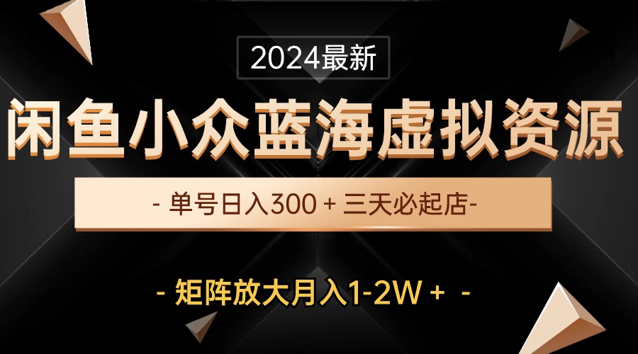 （10336期）最新闲鱼小众蓝海虚拟资源，单号日入300＋，三天必起店，矩阵放大月入1-2W插图