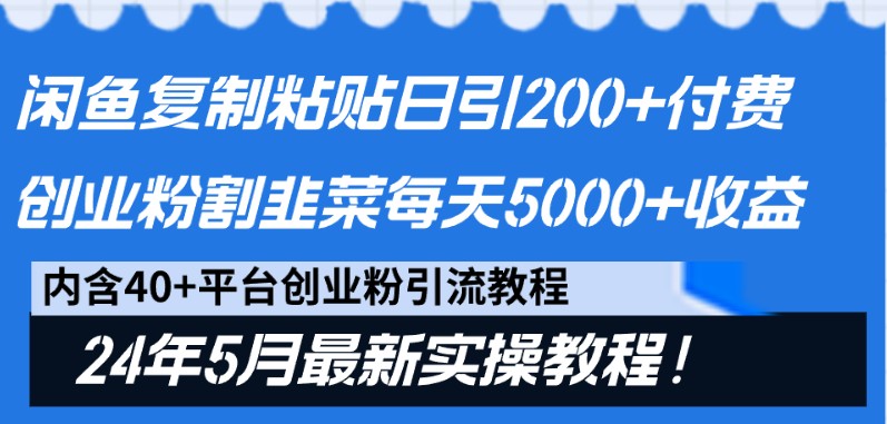 闲鱼复制粘贴日引200+付费创业粉，24年5月最新方法！割韭菜日稳定5000+收益插图