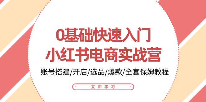 0基础快速入门小红书电商实战营：账号搭建/开店/选品/爆款/全套保姆教程