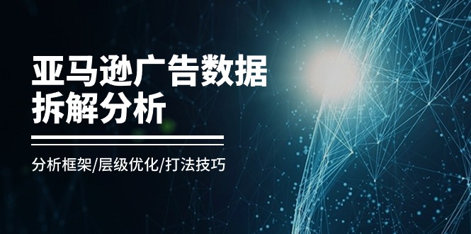 (11004期)亚马逊-广告数据拆解分析,分析框架/层级优化/打法技巧(8节课)