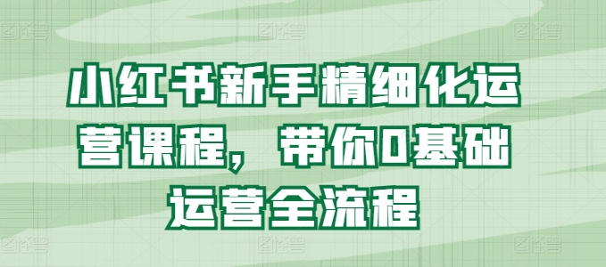 小红书新手精细化运营课程，带你0基础运营全流程