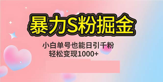 （12778期）单人单机日引千粉，变现1000+，S粉流量掘金计划攻略