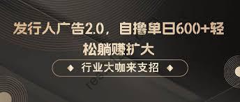发行人广告2.0，自撸单日600轻松躺赚扩大【揭秘】