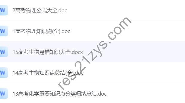 高中理综 系统知识归纳总结