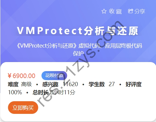 VMProtect分析与还原，虚拟代码、应用层终极代码保护，视频+资料，价值6900