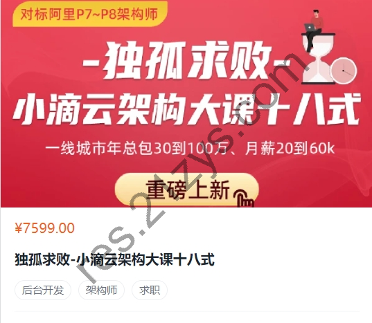 独孤求败：小滴云架构大课十八式，视频+资料，价值7599