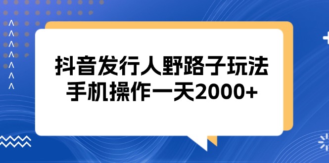 （13220期）抖音发行人野路子玩法，手机操作一天2000+