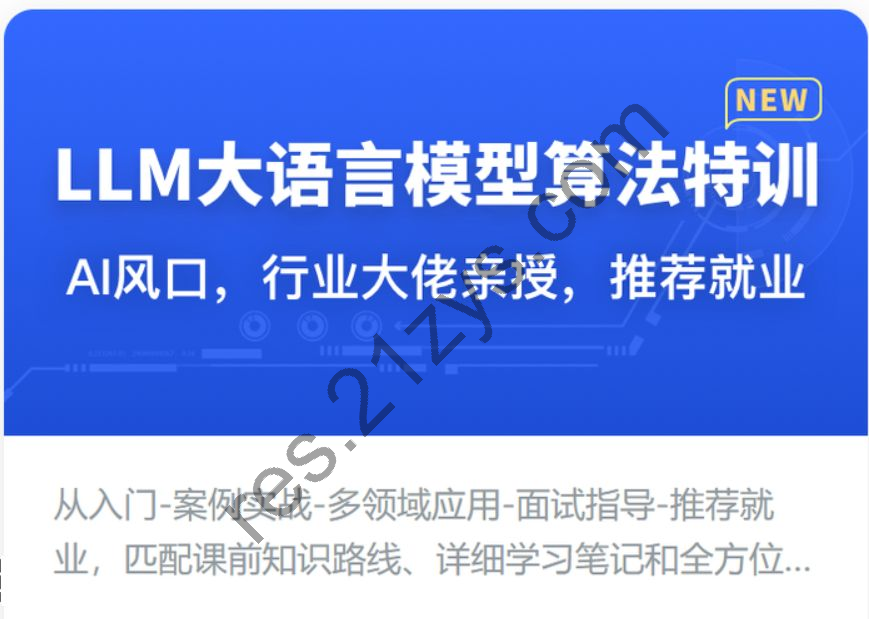 LLM大语言模型算法特训，带你转型AI大语言模型算法工程师(视频+资料)，价值2999