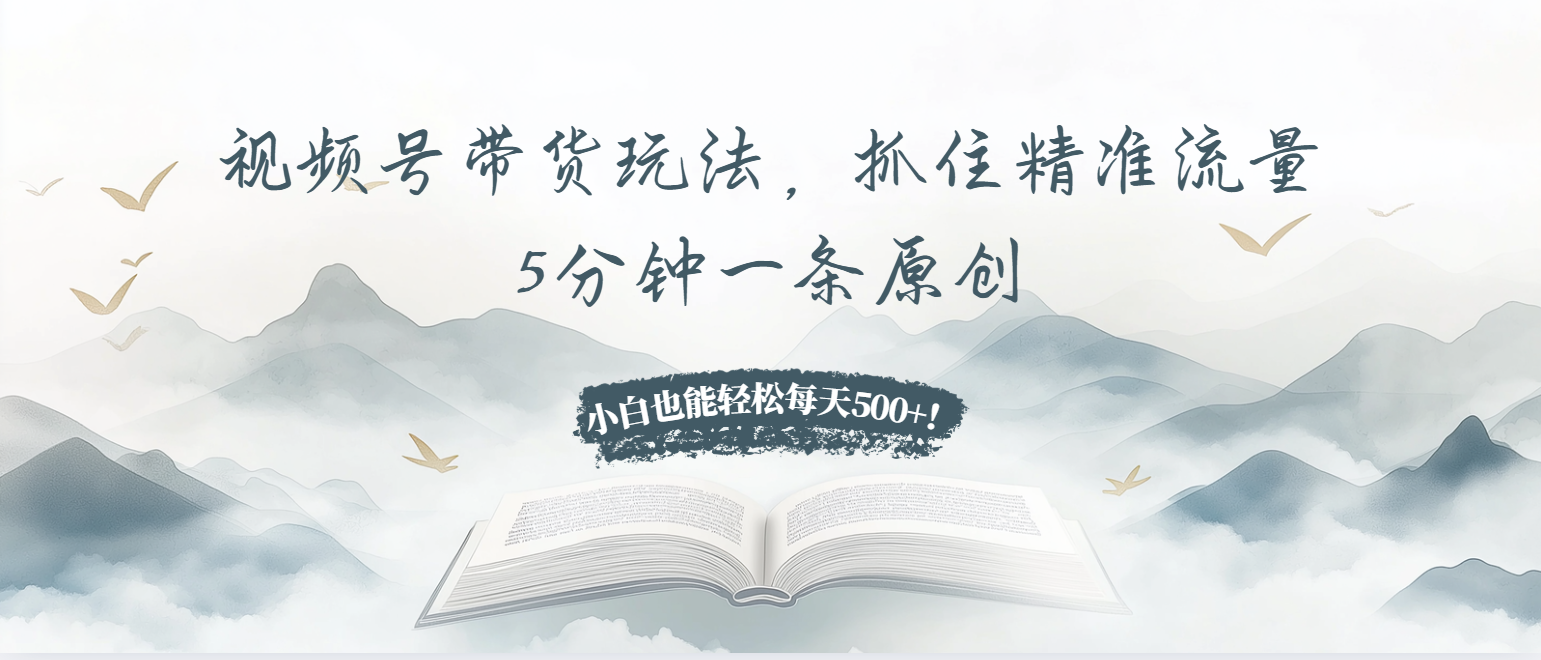 （13492期）视频号带货玩法，抓住精准流量，5分钟一条原创，小白也能轻松每天500+！