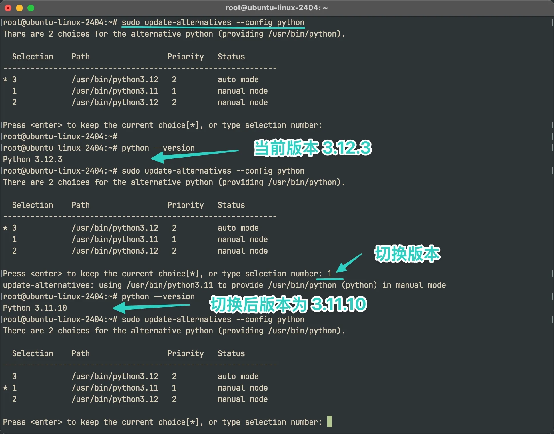 切换默认 Python 版本