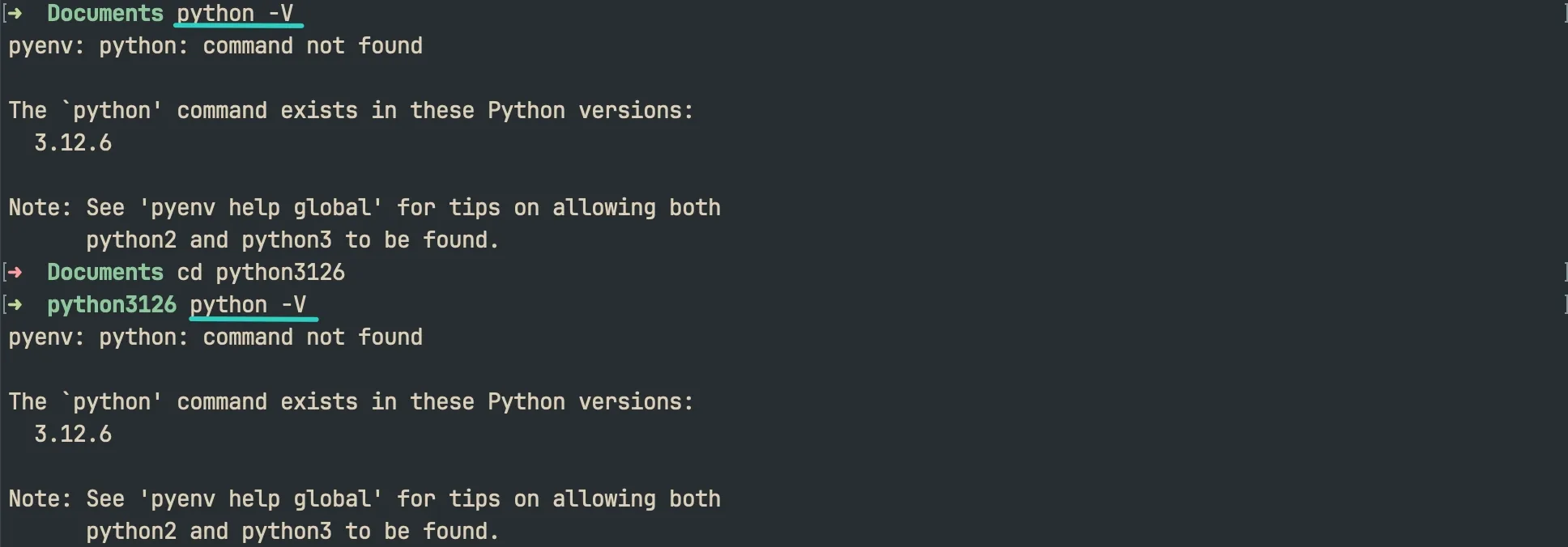 未设定 python3126 目录的版本