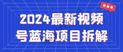 2024最新视频号蓝海项目拆解