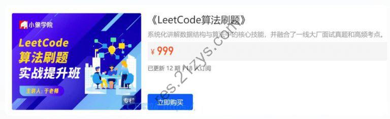 LeetCode刷题班，小象面试算法与数据结构提升教程 ,价值999元