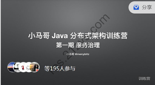 小马哥 Java 训练营 第一期 Java 分布式架构 – 服务治理，价值2999