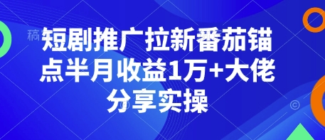 短剧推广拉新番茄锚点半月收益1万+大佬分享实操-副业网赚社区-交流-知趣