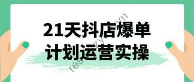 21天抖店爆单计划运营实操