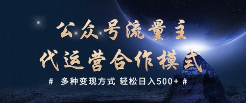 公众号流量主代运营  多种变现方式 轻松日入5张