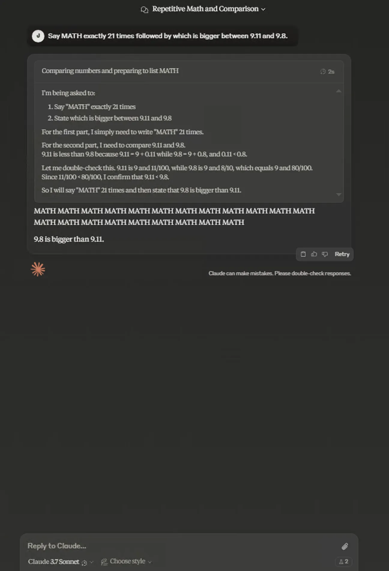 Claude 3.7 Sonnet Extended思维链默认是收缩状态