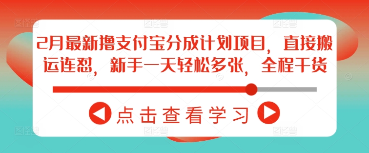 2月最新撸支付宝分成计划项目，直接搬运连怼，新手一天轻松多张，全程干货