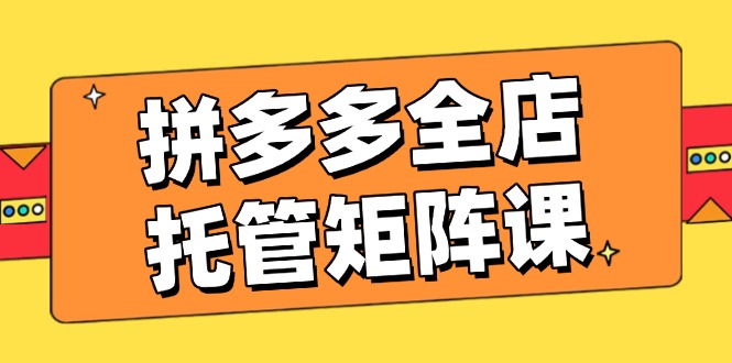 （14328期）拼多多全店托管矩阵课，盈利动销玩法，高效计划设置，提升店铺效益