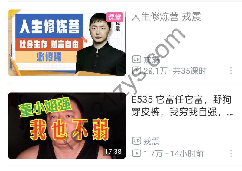 B站UP 主 戎震 全部 充电视频