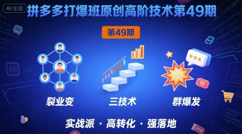 拼多多打爆班原创高阶技术第49期，拼多多裂变+阶梯+群爆-副业网