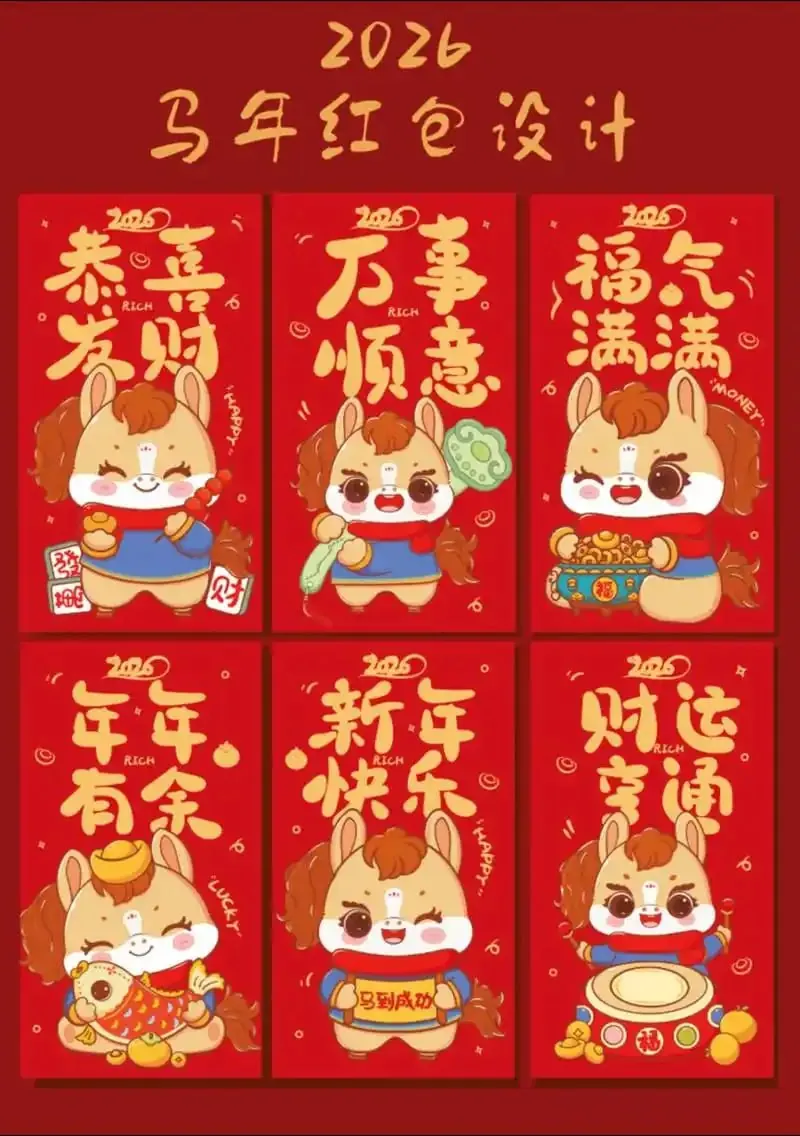 2026马年新春红包封面设计模板合集 (AI+PSD)
