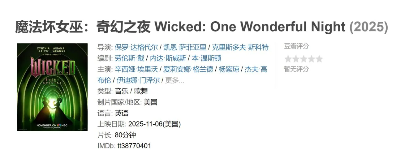 魔法坏女巫：奇幻之夜 Wicked 2025