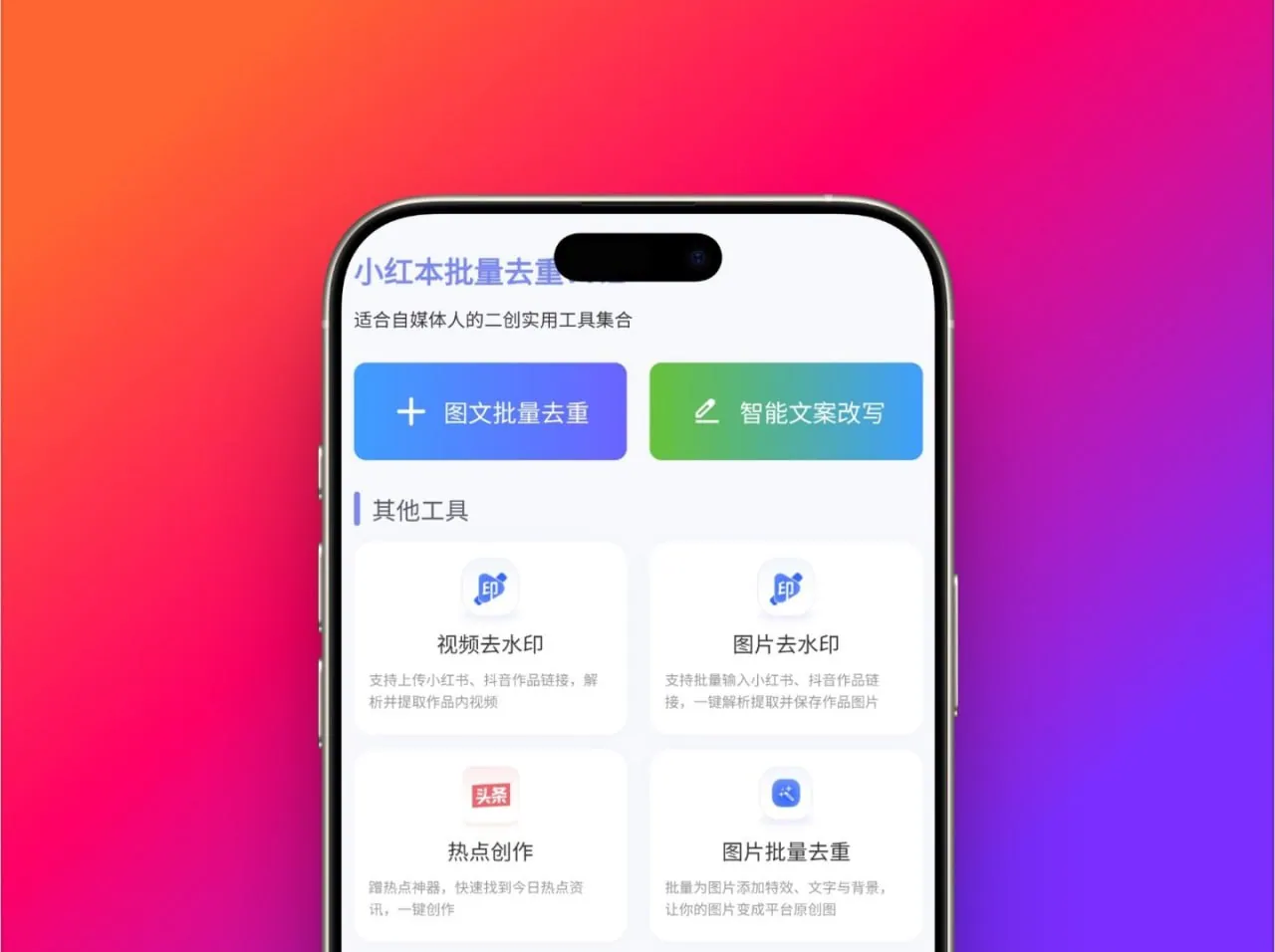 小红书批量去重工具界面展示 小红书批量去重工具界面展示