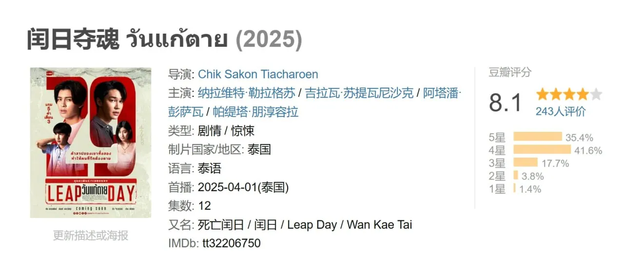 闰日夺魂 วันแก้ตาย 泰国恐怖电影海报