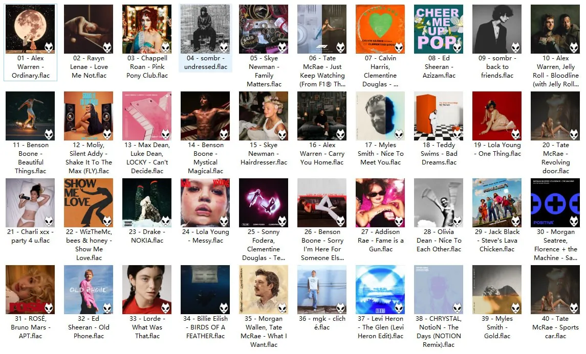 2025年6月英国UK单曲榜TOP40无损FLAC资源